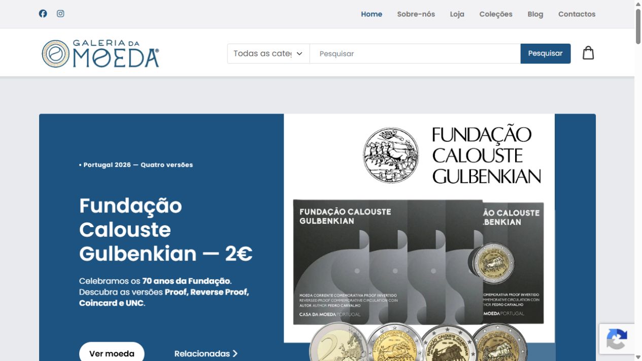 Website Galeria da Moeda